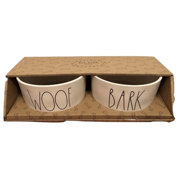 Rae a Dunn 6” pet bowls WOOF BARK